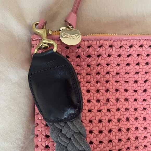 Rattan Flat Clutch w/ Tabs in Petal w/ braided velvet Clare V strap - Picture 1 of 6
